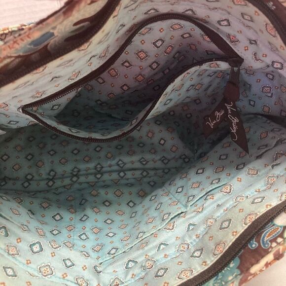 Vera Bradley Women's 2-Piece Set Brown Vintage Quilted Floral‎ Tote Bag - Picture 5 of 8